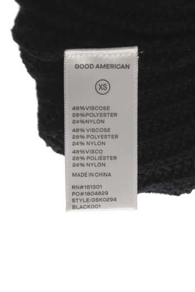Good American Unisex Pullover Sweater Black V Neck Long Sleeve Size XS