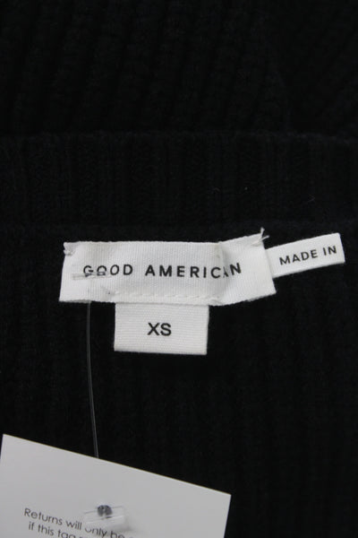 Good American Unisex Pullover Sweater Black V Neck Long Sleeve Size XS