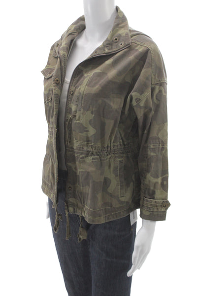 Marrakech Women Military Jacket Camouflage Green 3/4 Sleeve Petite Size XS