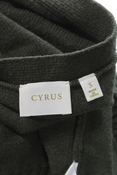 Cyrus Unisex Cardigan Green V-Neck Button Solid Army Long Sleeve Size S