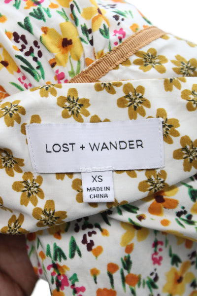 Lost + Wander Womens Fit & Flare Sundress White Floral V Neck Maxi Size XS