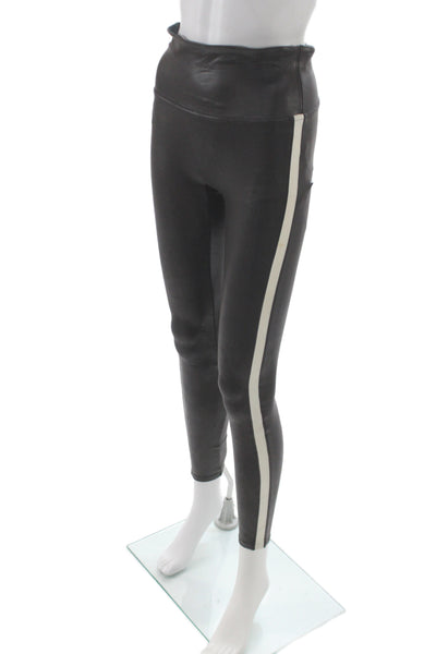 Spanx by Sara Blakely Women Striped Black Ankle Jeggings Biker Size M