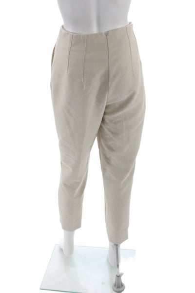 Zara Women Cropped Ankle Dress Pants Beige Hook & Eye Size S