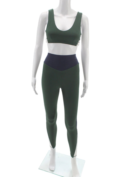 The Upside Womens Playoff Isaac Sports Bra Leggings Set Green Navy Blue Size 4