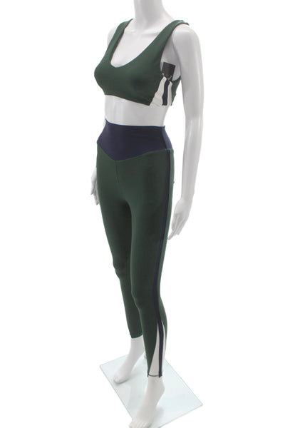 The Upside Womens Playoff Isaac Sports Bra Leggings Set Green Navy Blue Size 4