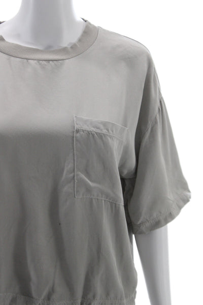 Stateside Womens Short Sleeves Blouse Pant Set Grey Size Medium