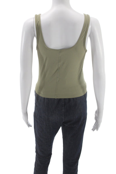 PE Nation Women Cropped Tank Army Green Round Neck Size M