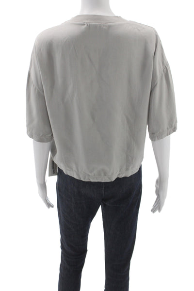 Stateside Womens Cropped Basic T-Shirt Gray Crew Neck Short Sleeve Modal Size S