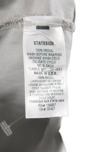 Stateside Womens Cropped Basic T-Shirt Gray Crew Neck Short Sleeve Modal Size S