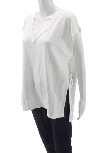 Z Supply Women Basic V-Neck Tunic T-Shirt White Cotton Blend Size M