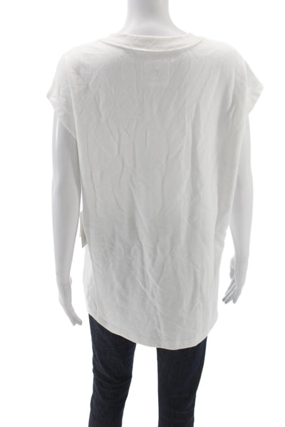 Z Supply Women Basic V-Neck Tunic T-Shirt White Cotton Blend Size M
