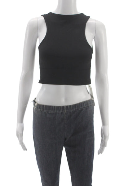 PE Nation Womens Cropped High Neck Sleeveless Tank Black Size L