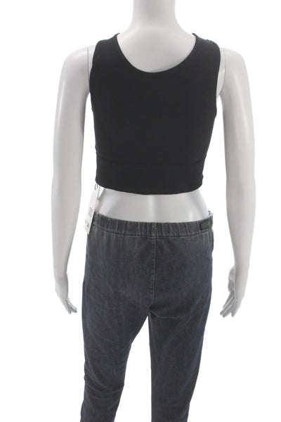 PE Nation Womens Cropped High Neck Sleeveless Tank Black Size L
