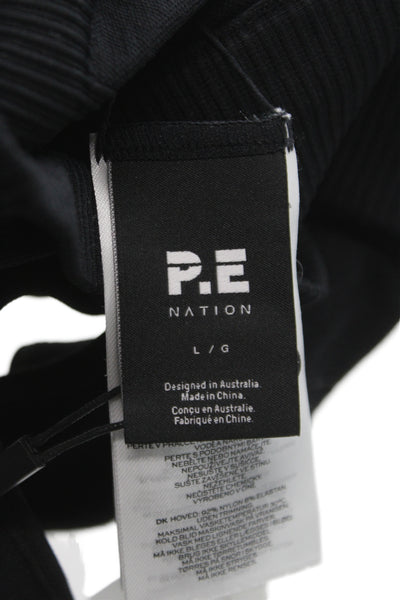PE Nation Womens Cropped High Neck Sleeveless Tank Black Size L