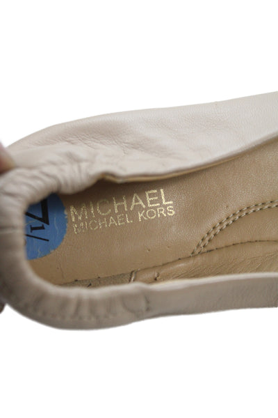 Michael Michael Kors Womens Leather Ballet Flats Beige Size 7.5 Medium