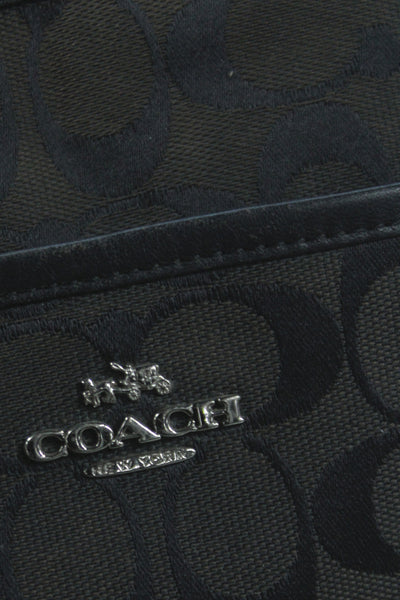 Coach Womens Monogram Print Silver Tone Crossbody Shoulder Handbag Black