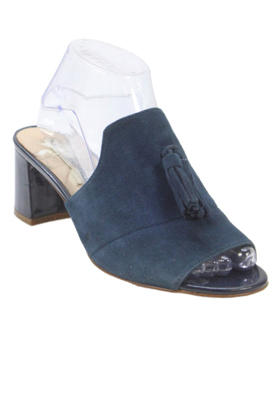 Karl Lagerfeld Womens Suede Hettie Mule Heels Navy Blue Size 8 Medium
