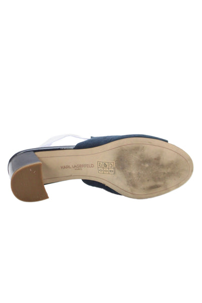 Karl Lagerfeld Womens Suede Hettie Mule Heels Navy Blue Size 8 Medium