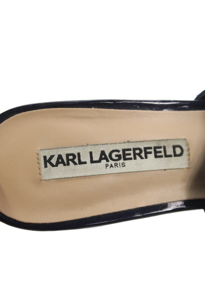 Karl Lagerfeld Womens Suede Hettie Mule Heels Navy Blue Size 8 Medium