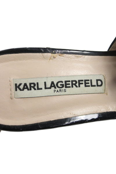 Karl Lagerfeld Womens Suede Tassel Mule Hettie Heels Black Size 8.5 Medium