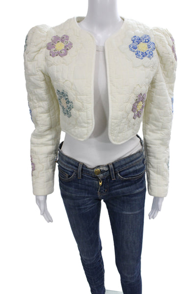 Sea New York Womens Quilted Floral Cotton Jacket White Size XS