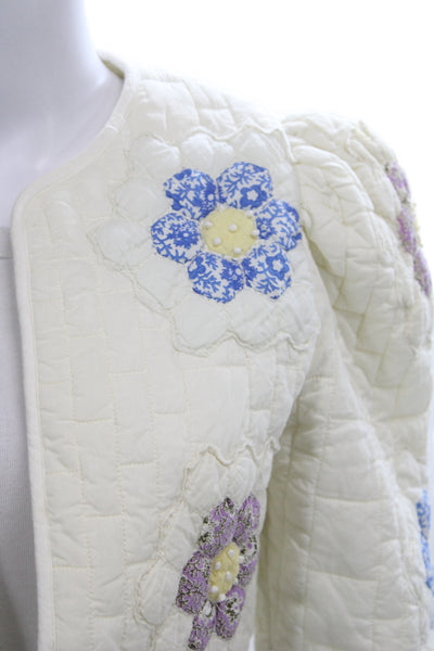 Sea New York Womens Quilted Floral Cotton Jacket White Size XS