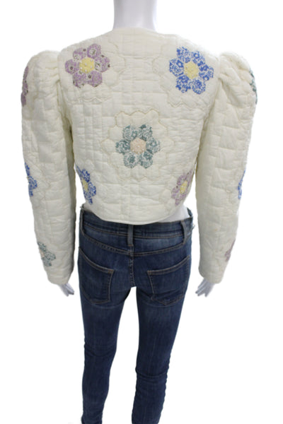 Sea New York Womens Quilted Floral Cotton Jacket White Size XS