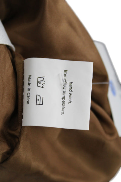 JW Pei Women Bomber Military Jacket Brown Button Collared Long Sleeve Size 2