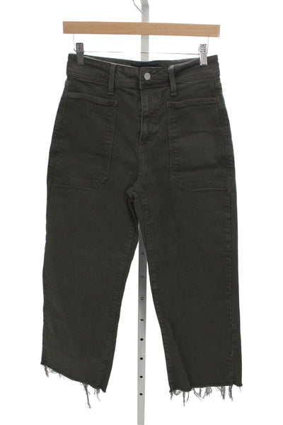 Just Black Denim Womens High Rise Cropped Pants Dark Gray Button Size 26