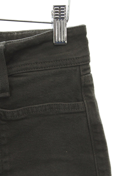 Just Black Denim Womens High Rise Cropped Pants Dark Gray Button Size 26