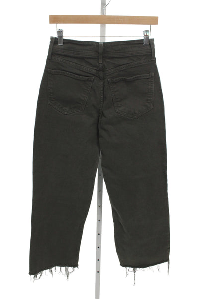Just Black Denim Womens High Rise Cropped Pants Dark Gray Button Size 26