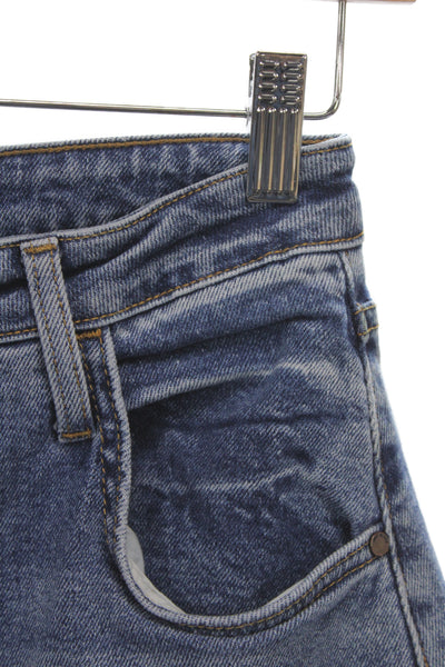 Just Black Denim Womens Cropped Wide Leg Jeans Dark Blue High Rise Size 25