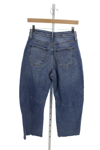 Just Black Denim Womens Cropped Wide Leg Jeans Dark Blue High Rise Size 25