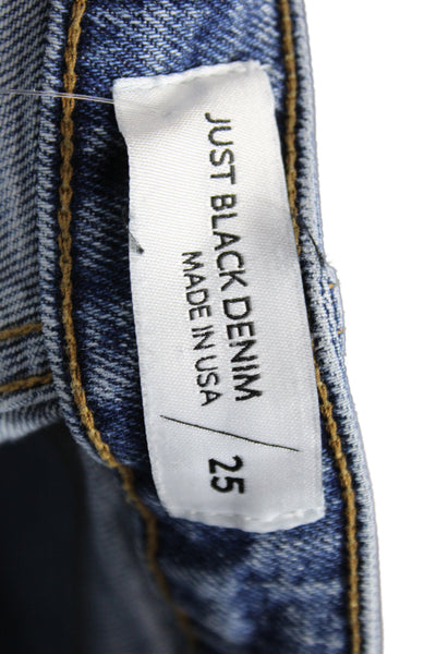 Just Black Denim Womens Cropped Wide Leg Jeans Dark Blue High Rise Size 25