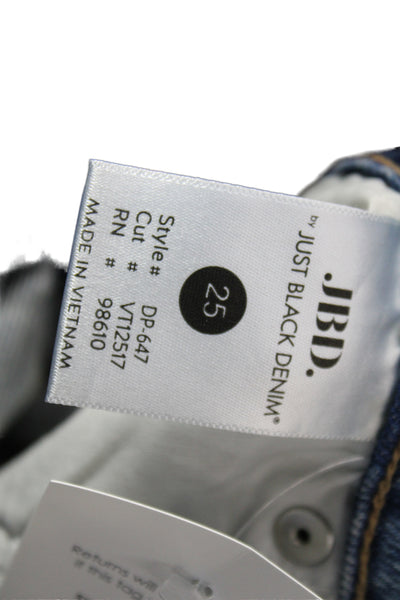 Just Black Denim Womens Mom Straight Jeans Dark Blue Size 25