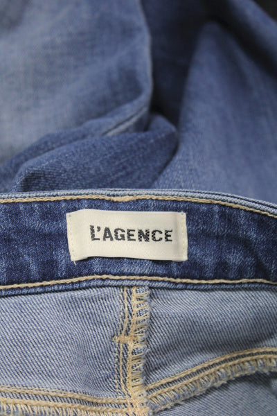 L Agence Women Cropped High Rise Dark Blue Jeans Size 25