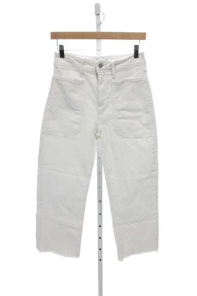 Just Black Denim Women Cropped White Jeans Mid Rise Button Size 27