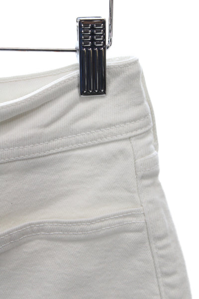 Just Black Denim Women Cropped White Jeans Mid Rise Button Size 27