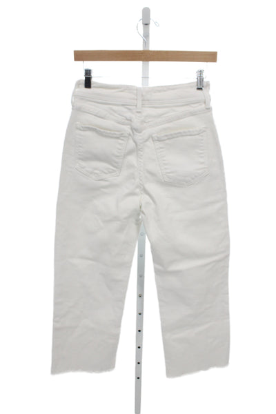 Just Black Denim Women Cropped White Jeans Mid Rise Button Size 27
