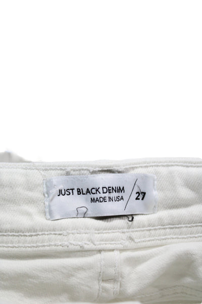 Just Black Denim Women Cropped White Jeans Mid Rise Button Size 27