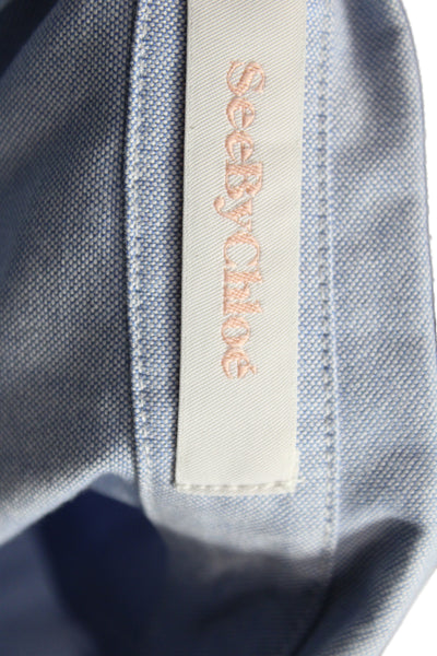 See by Chloe Women Light Blue Collared Buttoned Top Size 34