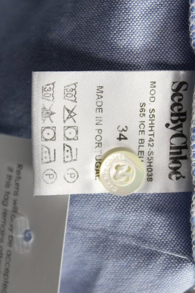 See by Chloe Women Light Blue Collared Buttoned Top Size 34