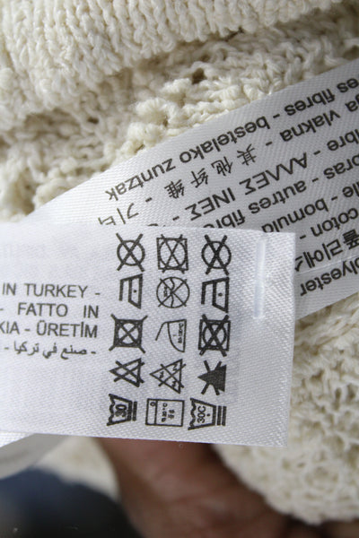 Zara Women Pullover Hoodie Beige Geometric Drawstring Poly Cotton Size M