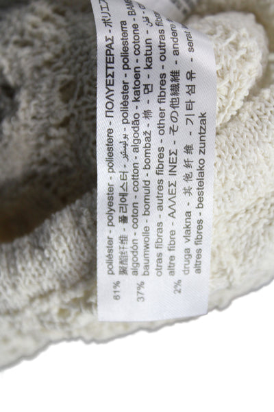 Zara Women Pullover Hoodie Beige Geometric Drawstring Poly Cotton Size M