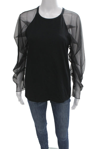 See by Chloe Women Black Cotton Round Neck Long Sleeve T-Shirt Size XS