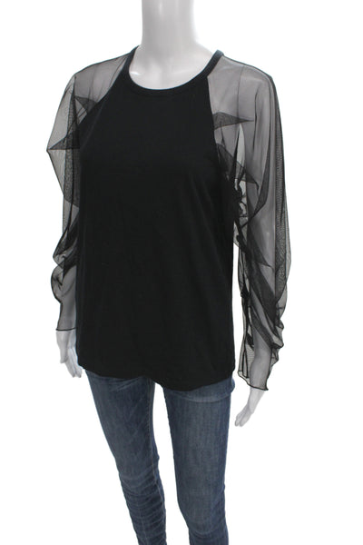 See by Chloe Women Black Cotton Round Neck Long Sleeve T-Shirt Size XS