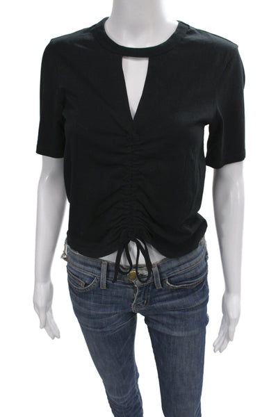 Allsaints Womens Cropped T-Shirt Black Cotton Crew Neck Short Sleeve Size 4
