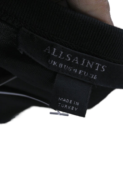 Allsaints Womens Cropped T-Shirt Black Cotton Crew Neck Short Sleeve Size 4