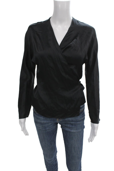 Vince Women Blouse V Neck Long Sleeve Solid Size XS
