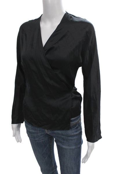 Vince Women Blouse V Neck Long Sleeve Solid Size XS